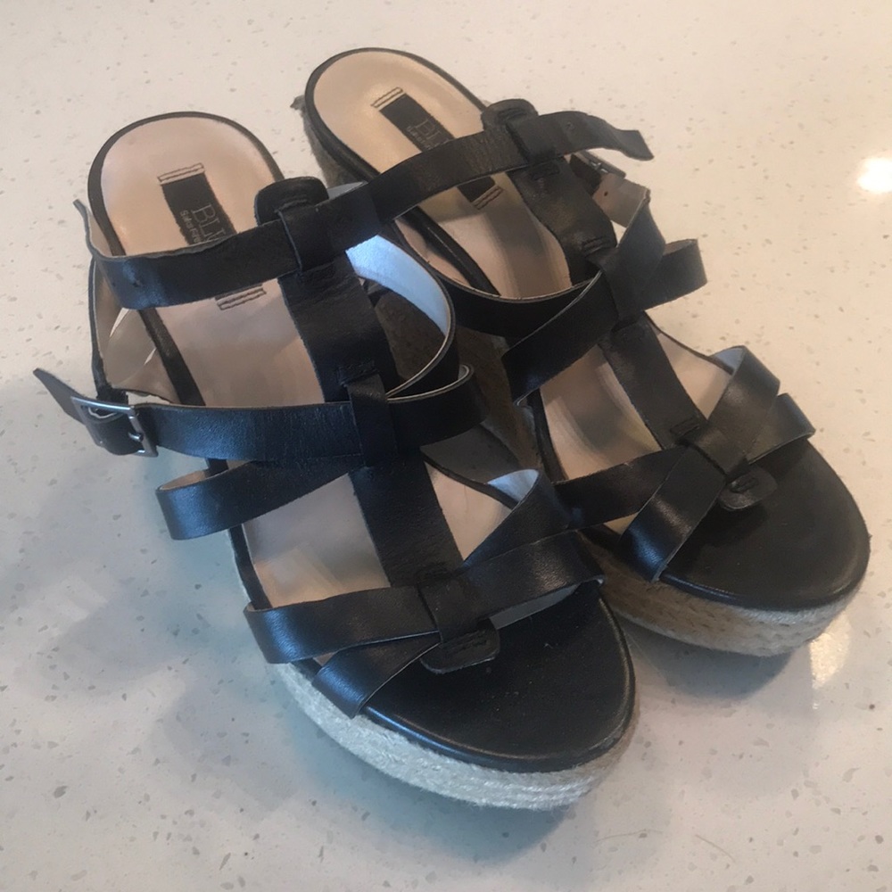 saks fifth ave black espadrille wedges